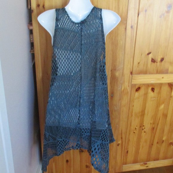 Boho Chic Navy Blue Macrame Vest NEW One Size Very Generous - Picture 6 of 10